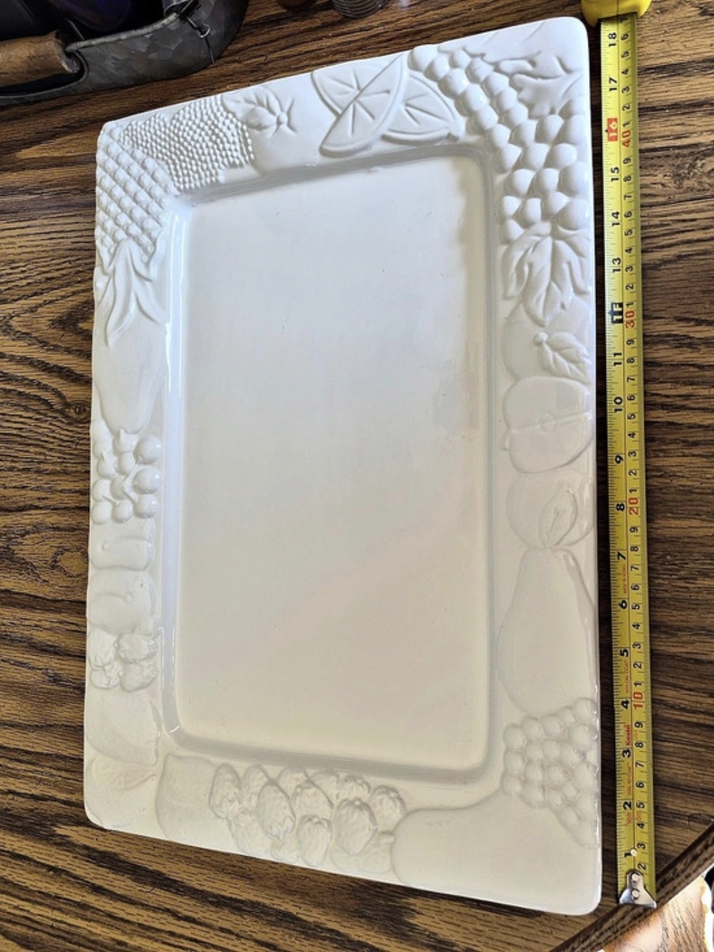 Gibson Embossed Fruit Serving Platter in White